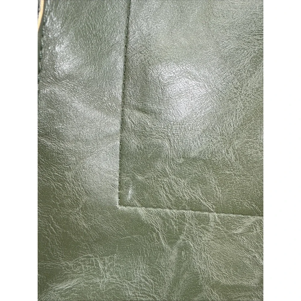 Leather Tote Oversized Shoulder Bag Large Slouchy Shopping Green